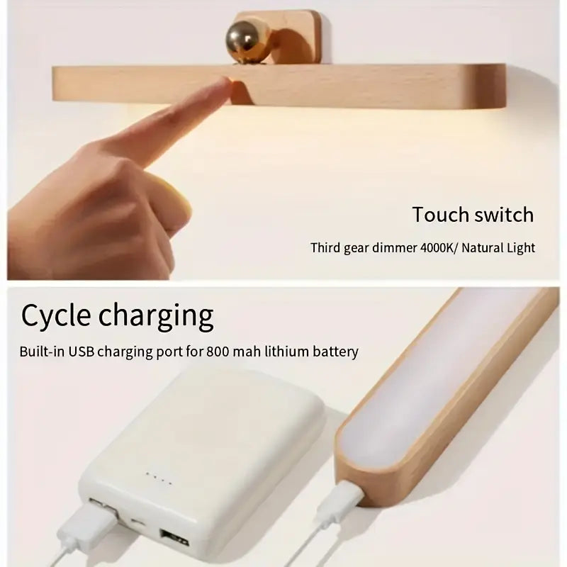 Adjustable Wooden LED Cordless Night Light