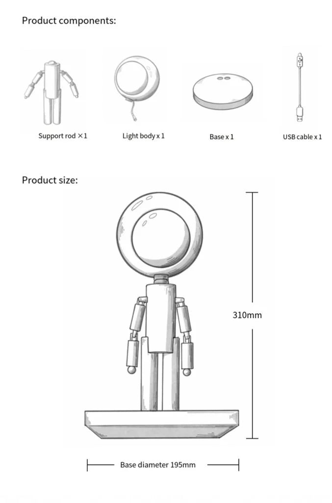 Wooden Astronaut Robot Table Lamp