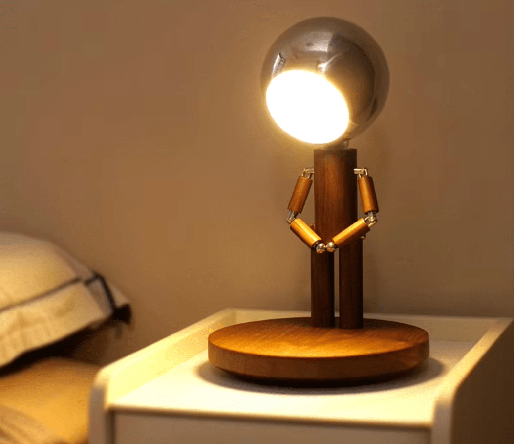 Wooden Astronaut Robot Table Lamp