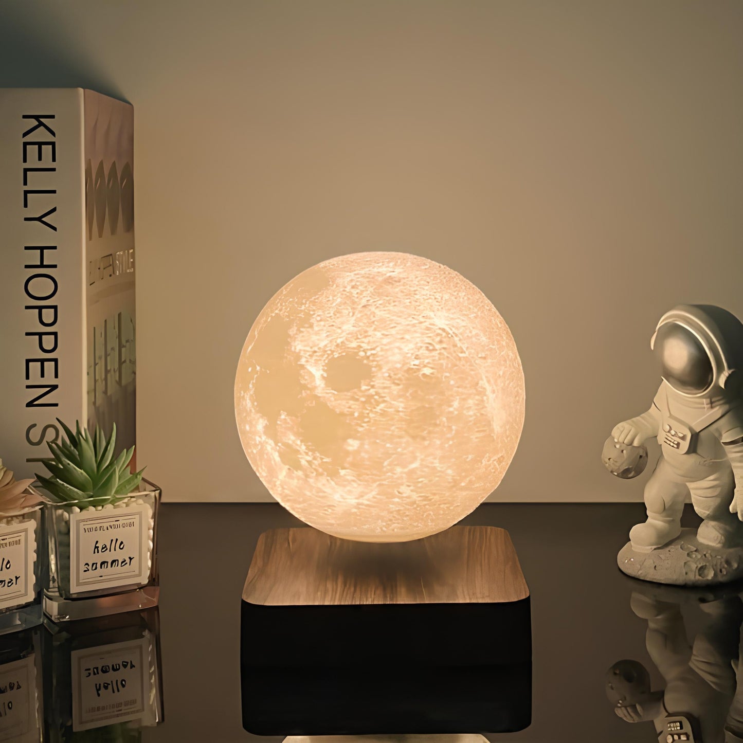 Levitating Moon Lamp - 3-Color Rotating Night Light, Unique Decor