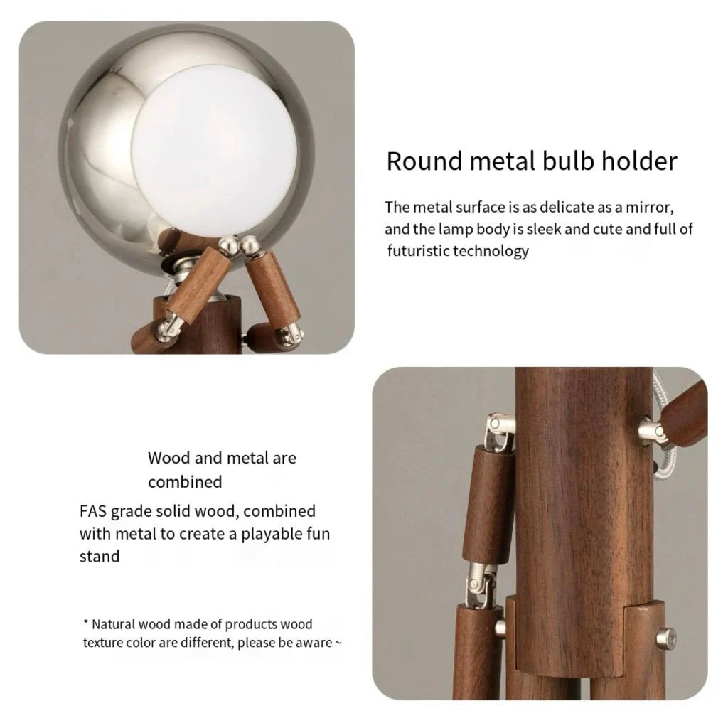 Wooden Astronaut Robot Table Lamp