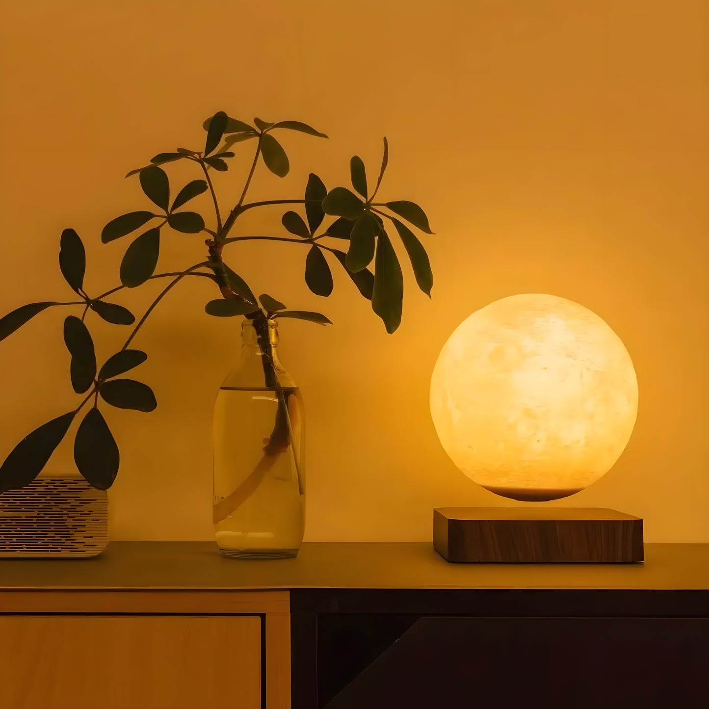 Levitating Moon Lamp - 3-Color Rotating Night Light, Unique Decor