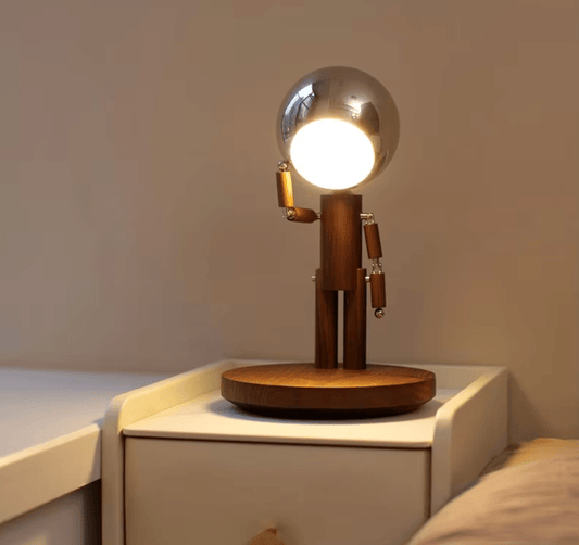 Wooden Astronaut Robot Table Lamp