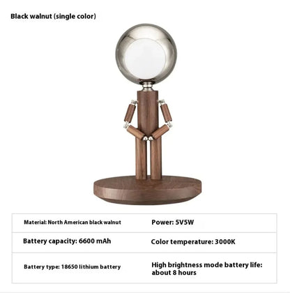 Wooden Astronaut Robot Table Lamp
