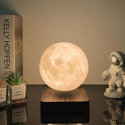 Levitating Moon Lamp - 3-Color Rotating Night Light, Unique Decor
